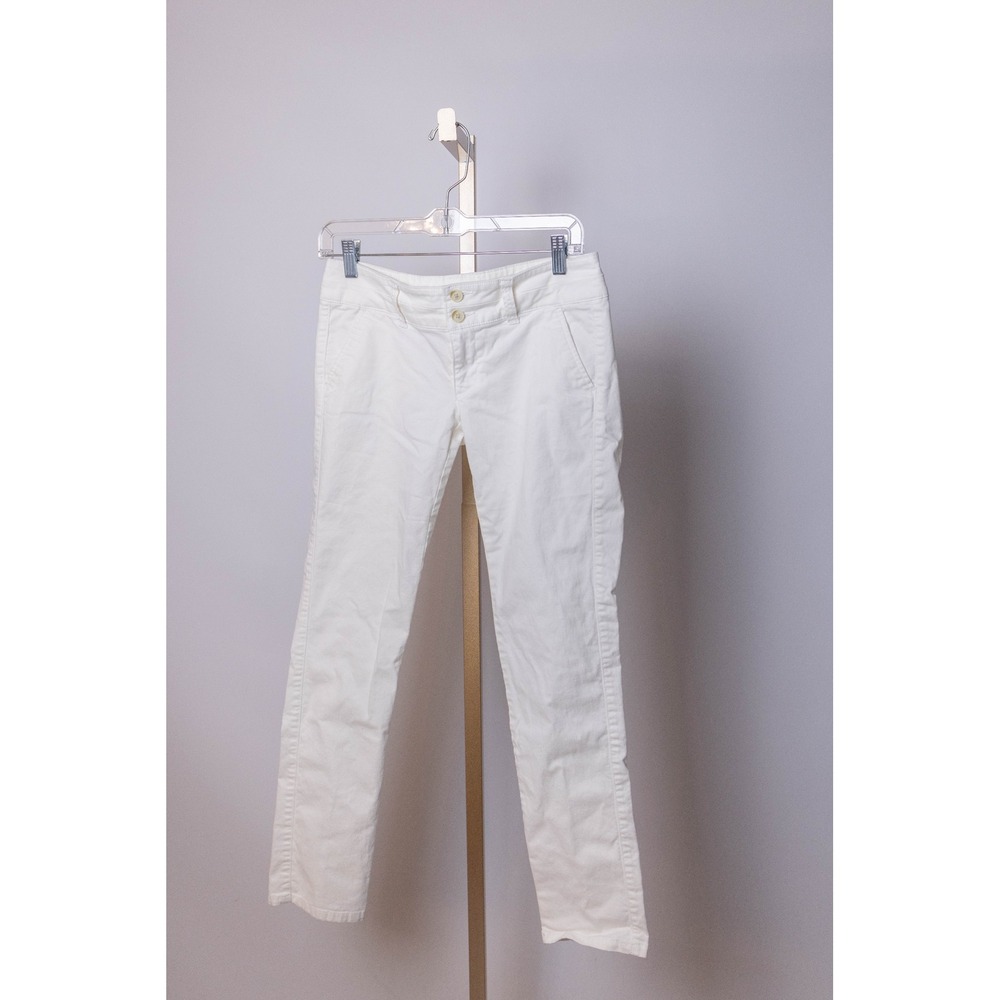 American Eagle White Stretch Chino Pants Slim Straight Women's Size 2 Short